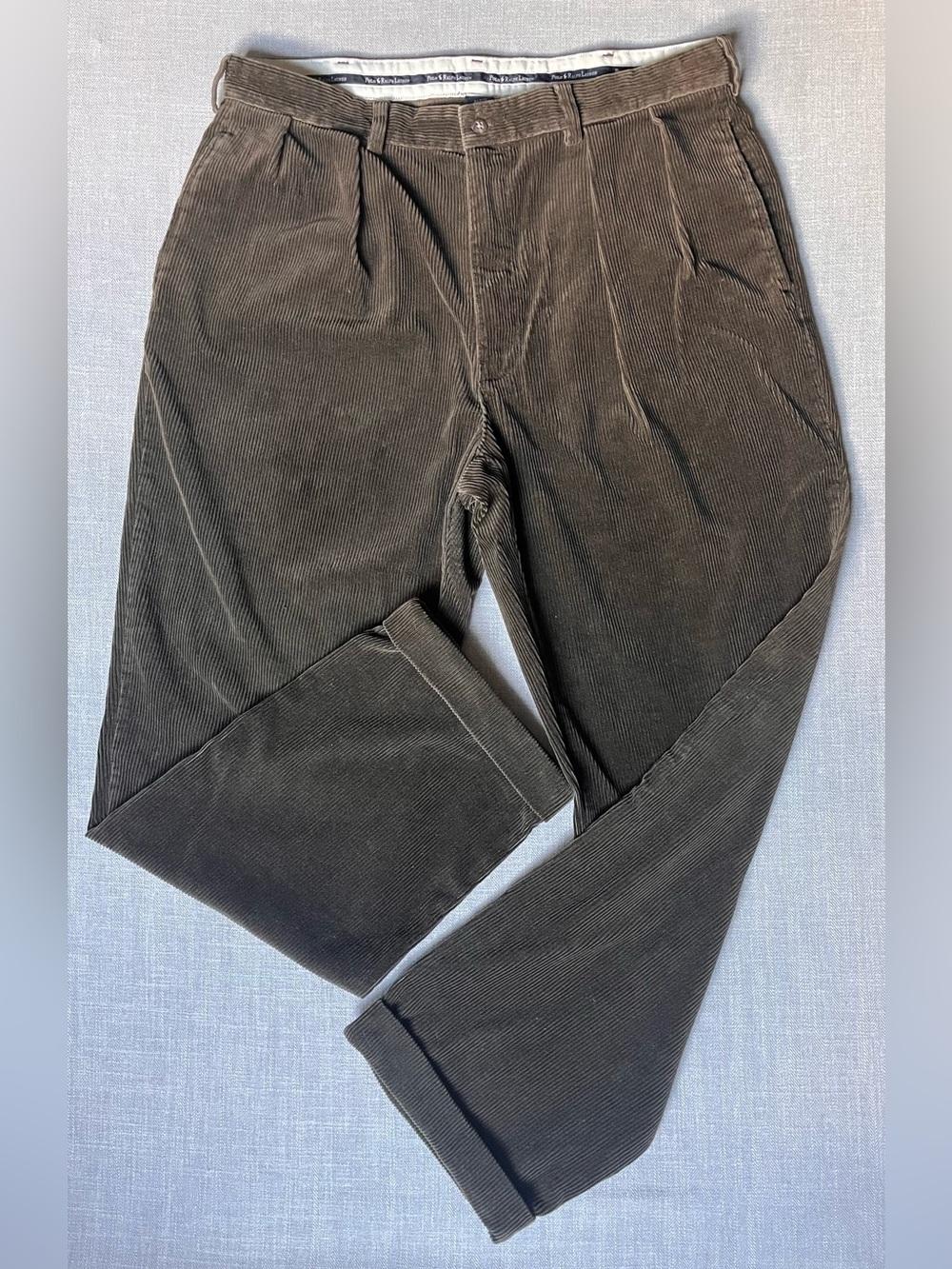 Polo by Ralph Lauren Men's Pleated Relaxed Fit Corduroy Pants in Dark Brown